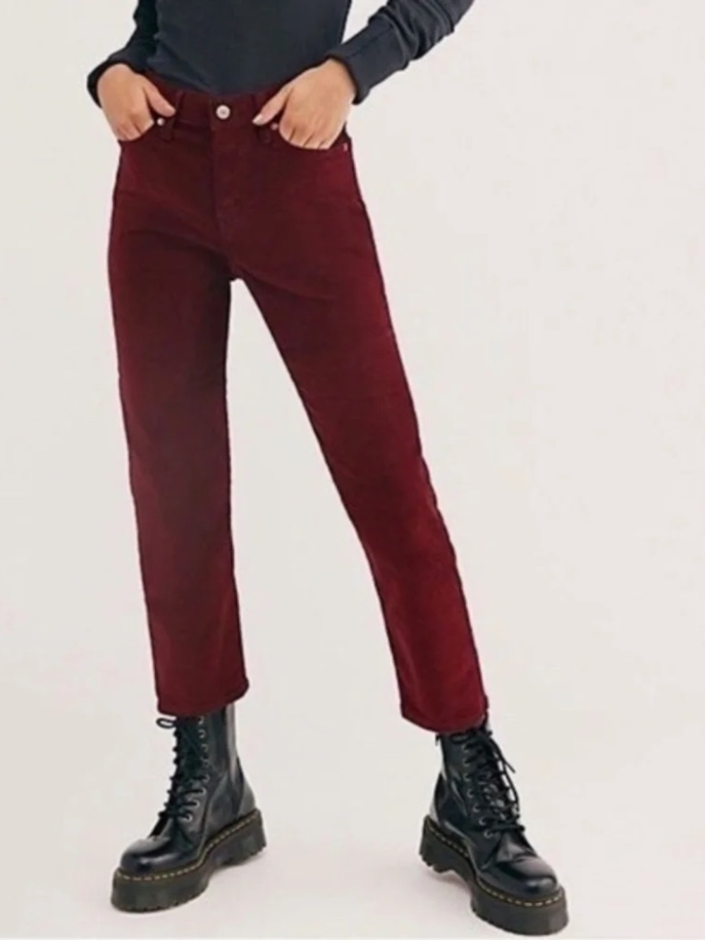 Levi's Premium Denim Wedgie Straight Leg Ankle Jeans Corduroy Shiraz Size 24